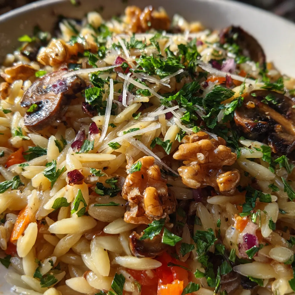 Orzo with Mushrooms and Walnuts
