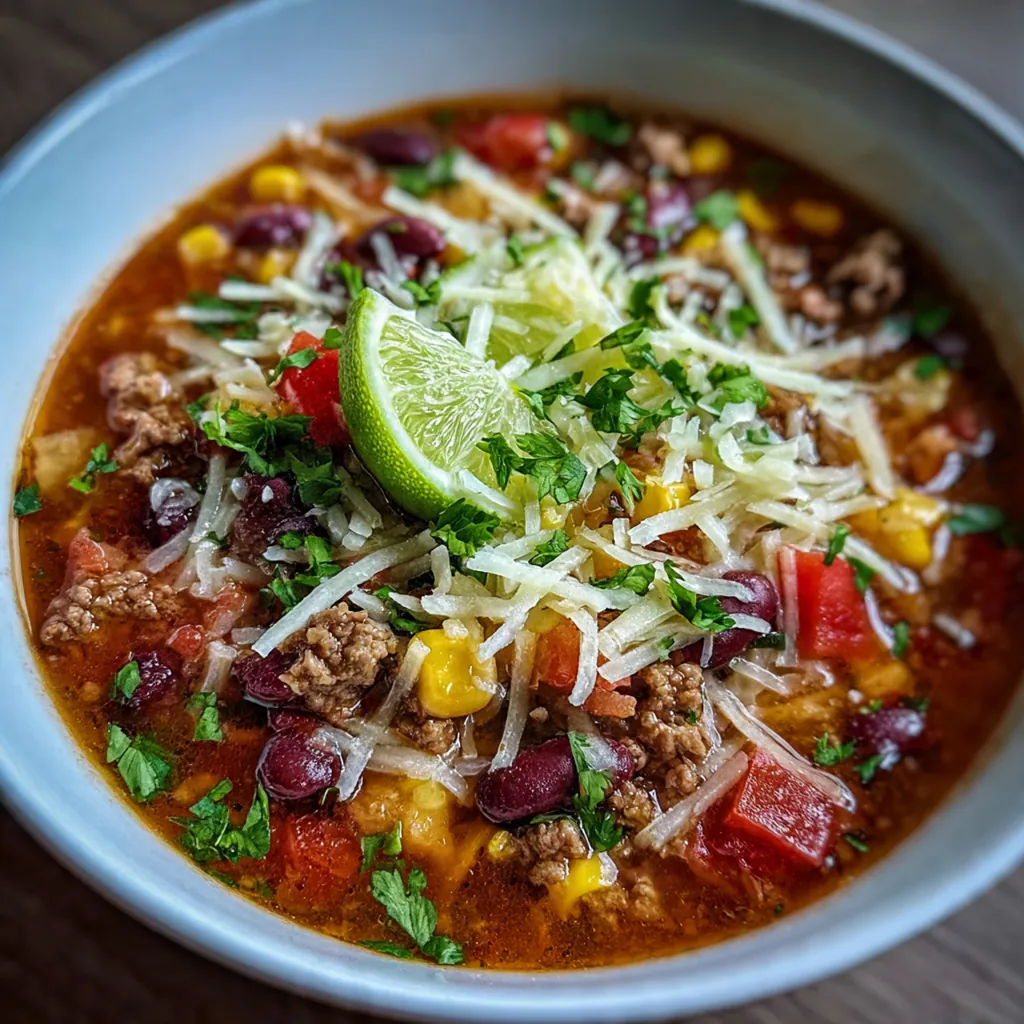 A complete weeknight dinner setup with bowls of soup, tortilla chips, and lime wedges