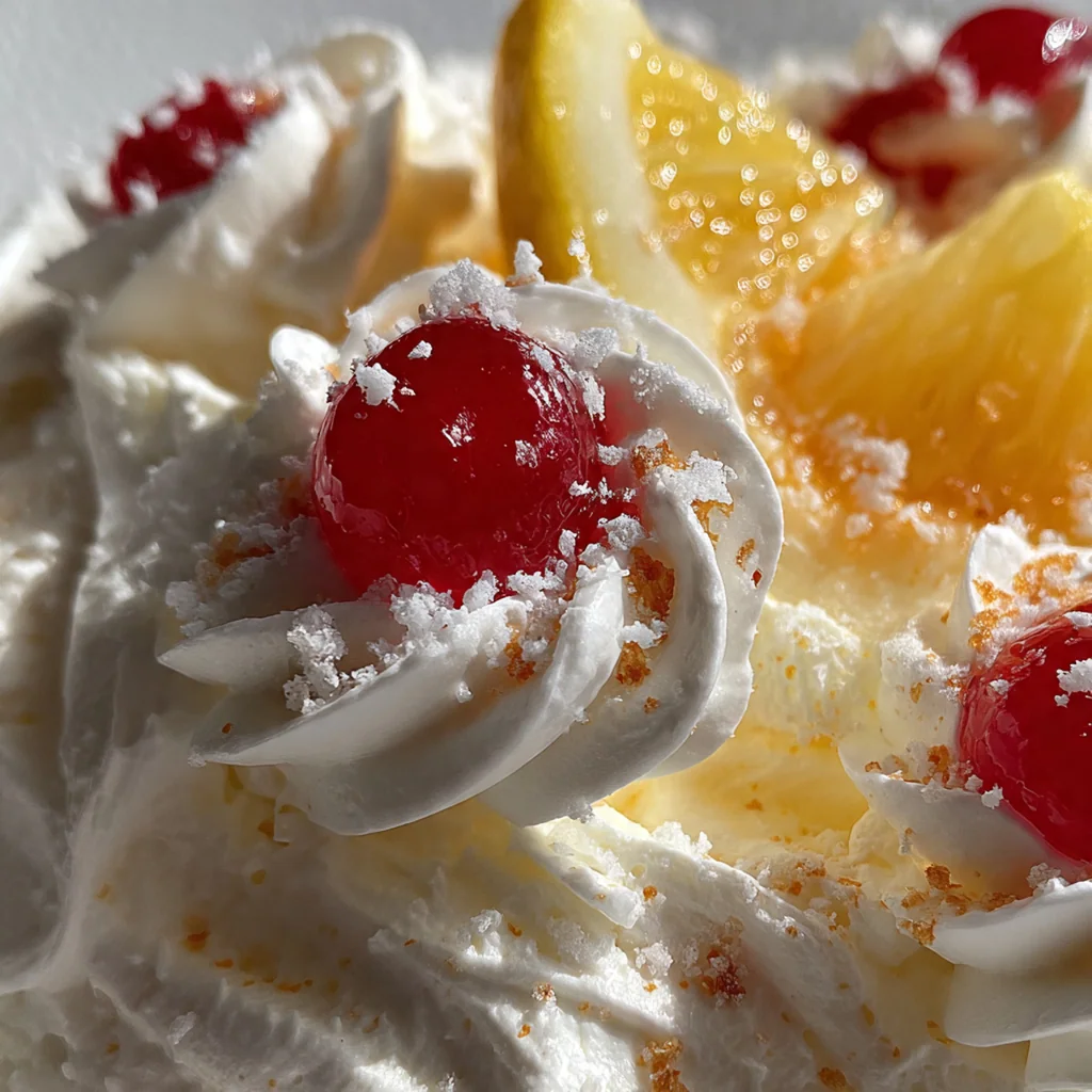 Close-up slice of pavlova showing the crisp exterior, soft marshmallow center, and layers of fresh strawberries and raspberries