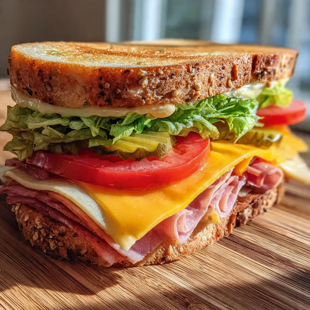 Ingredients for a chicken pesto panini laid out neatly: fresh basil, chicken breast, bread, cheese, and pine nuts