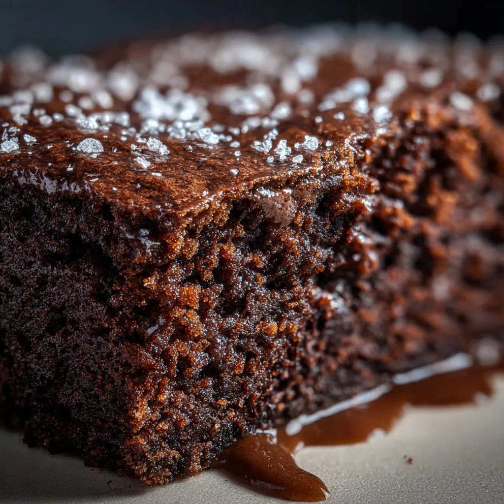 A towering two-layer devil's food cake with rich chocolate frosting and chocolate shavings on a cake stand.