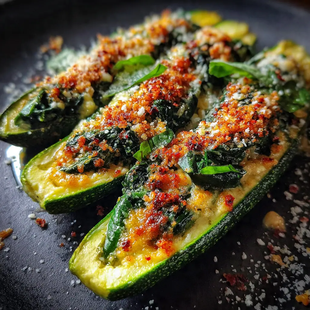 Stuffed Zucchini Boats With Ricotta And Spinach