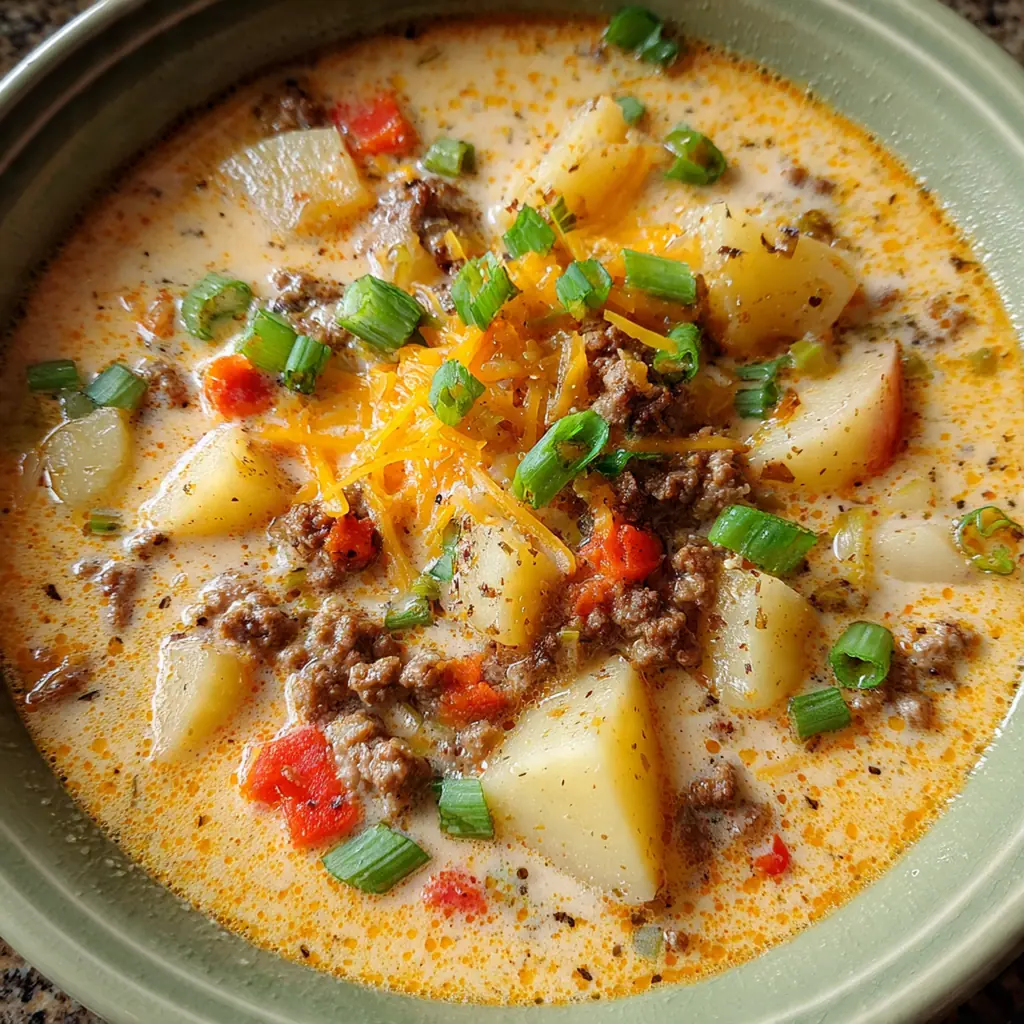 Cheesy Hamburger Potato Soup