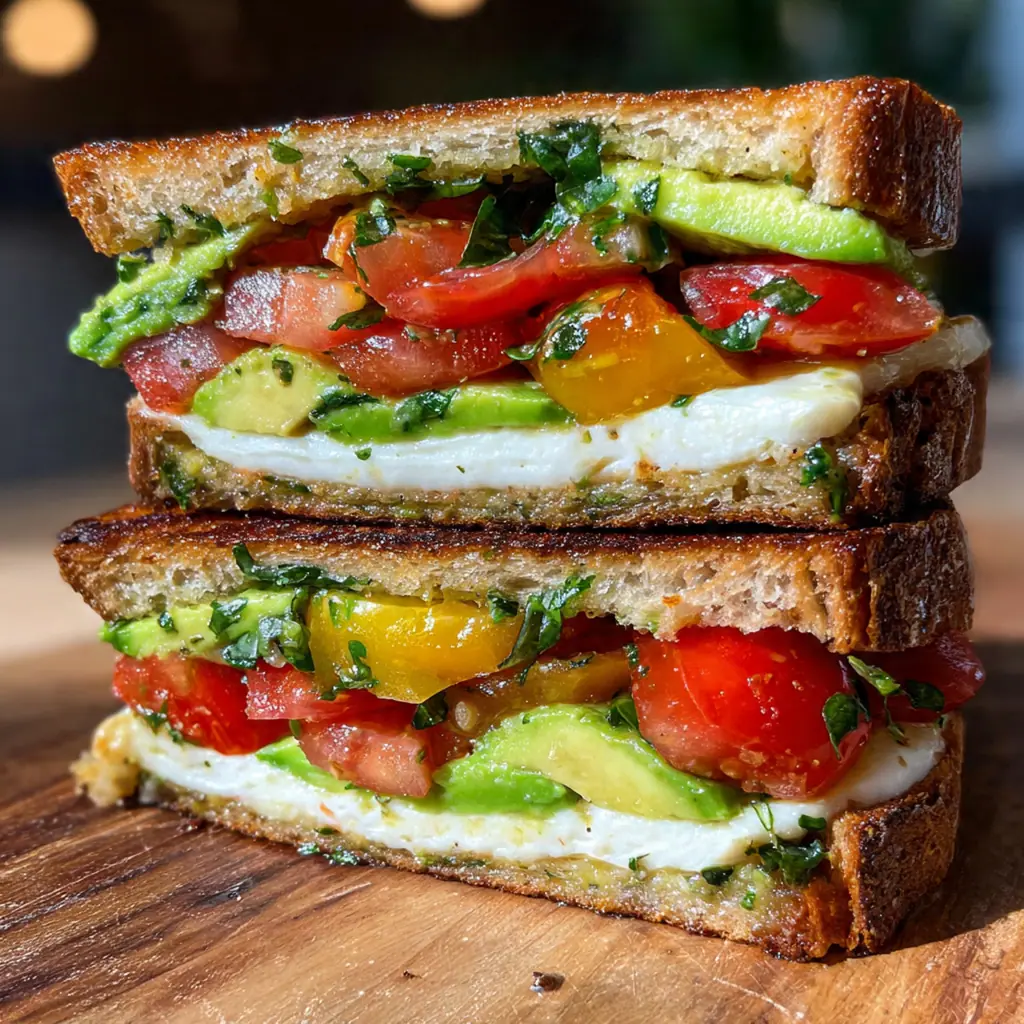 Avocado Mozzarella Tomato Grilled Cheese