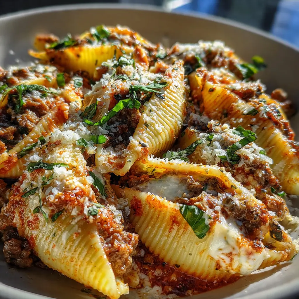 Creamy Ricotta Beef Stuffed Shells Pasta