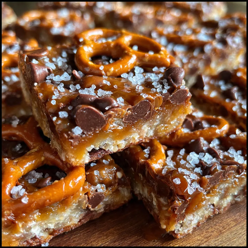 Caramel Pretzel Crack Bars