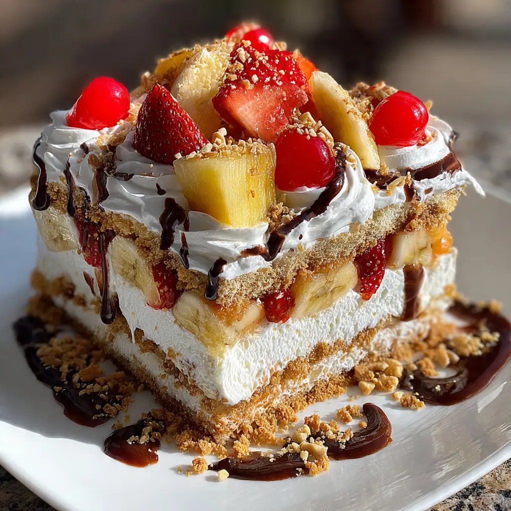 No Bake Banana Split Cake