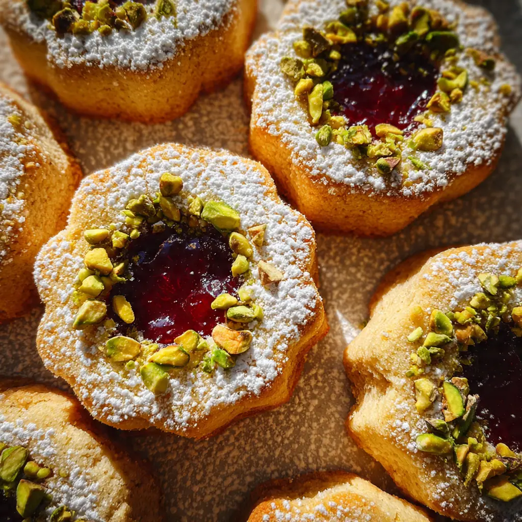 Pistachio Pudding Linzer Cookies