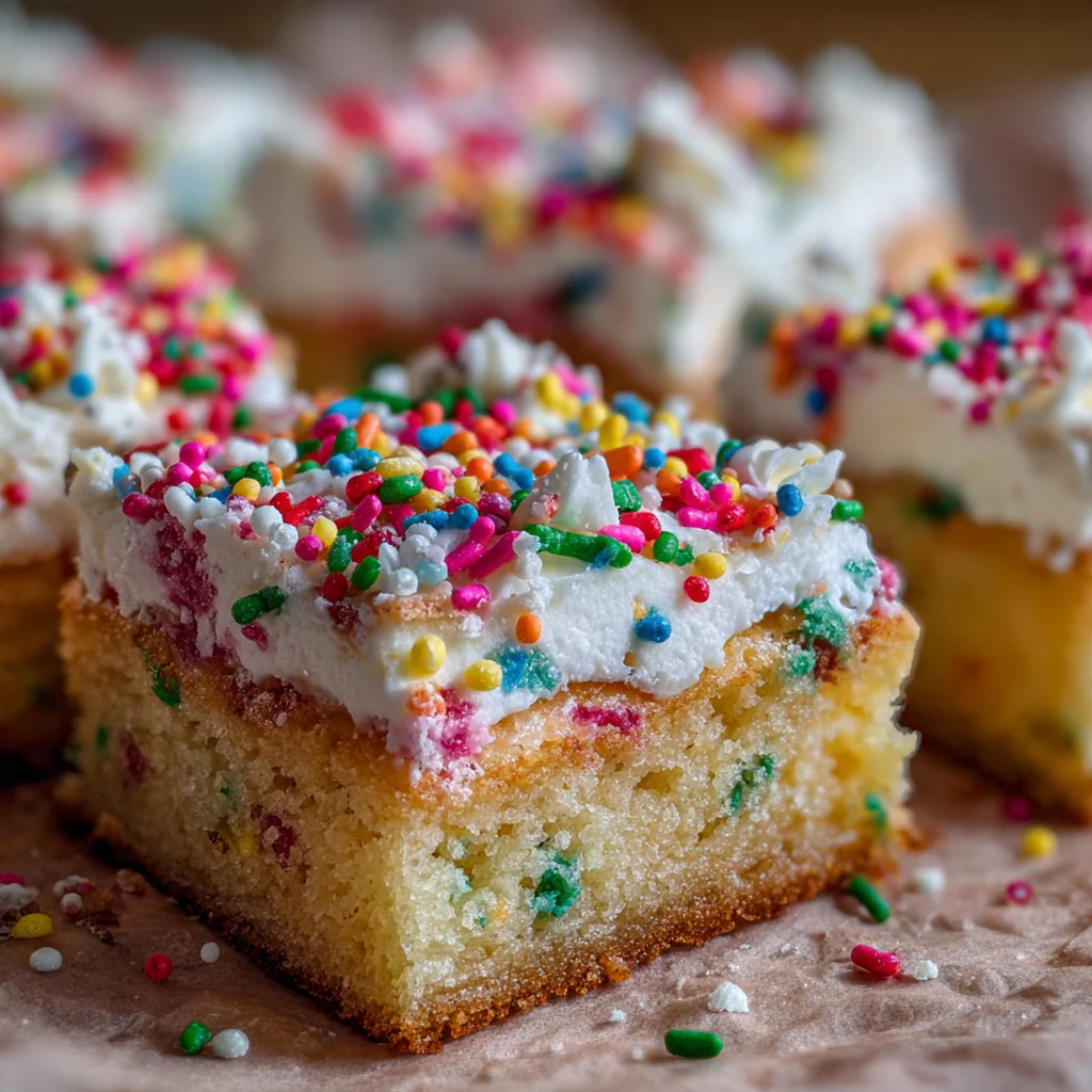 A holiday platter filled with Christmas sugar cookie bars next to a glass of milk and cocoa