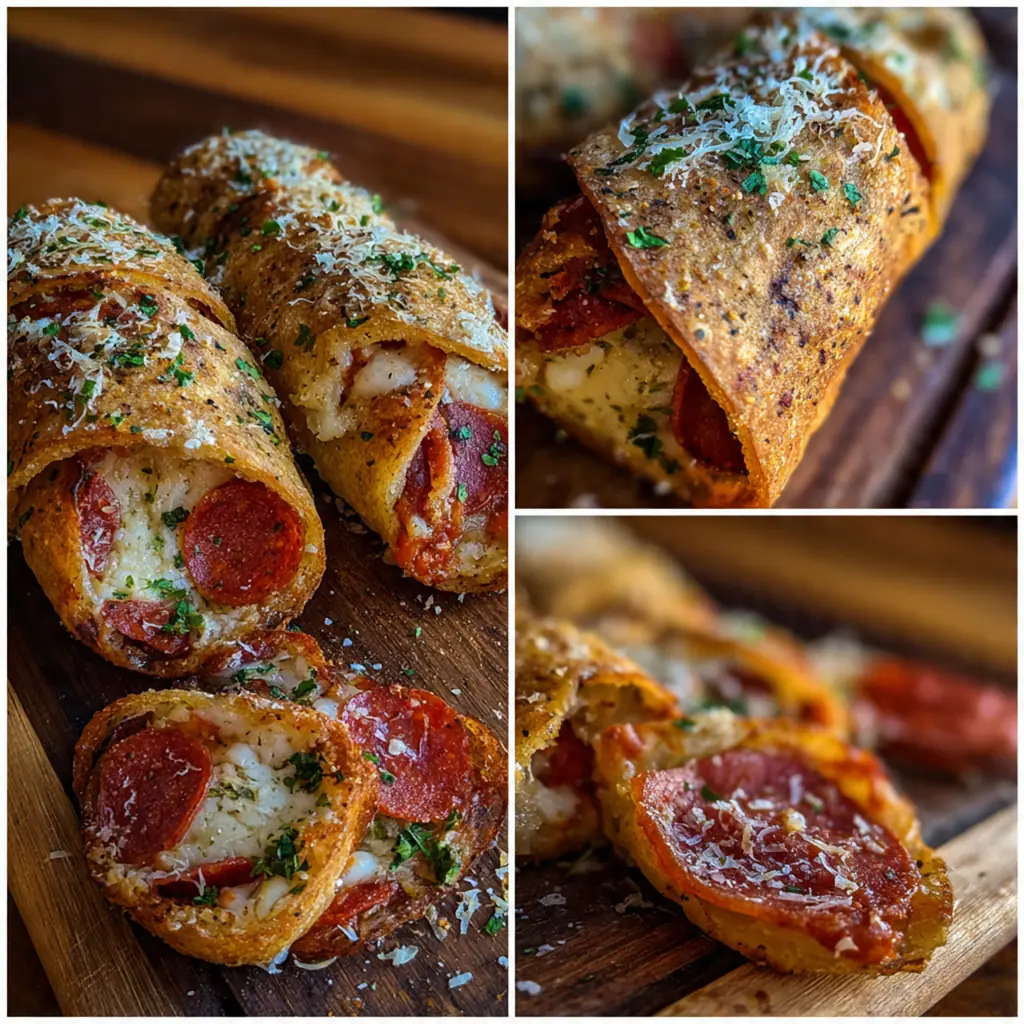 Assembled pepperoni rolls on a baking sheet ready to go into the oven