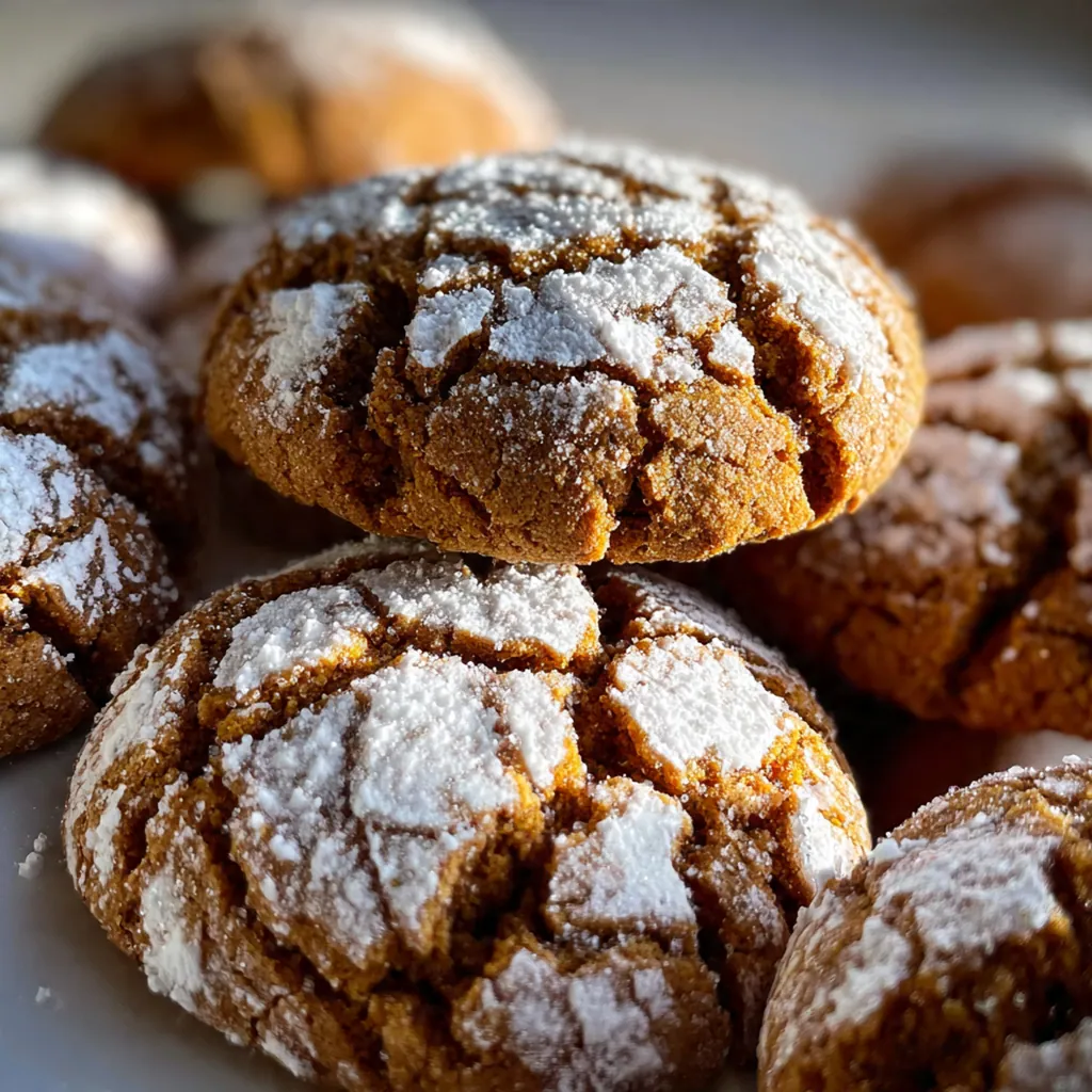 A holiday cookie tray featuring gingerbread crinkle cookies next to a glass of milk and sprigs of fresh pine
