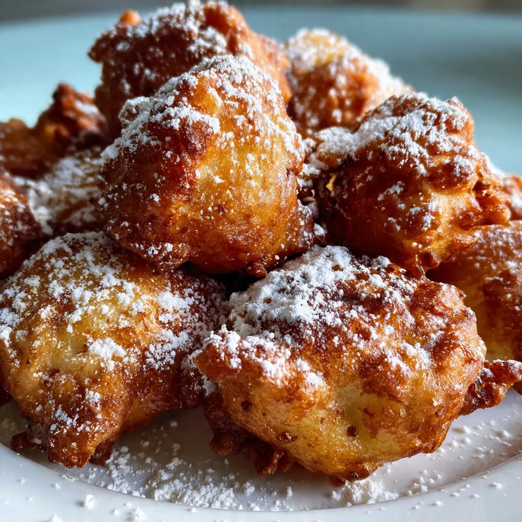 A rustic wooden board featuring a Big Apple Fritter with a bite taken out to show the interior