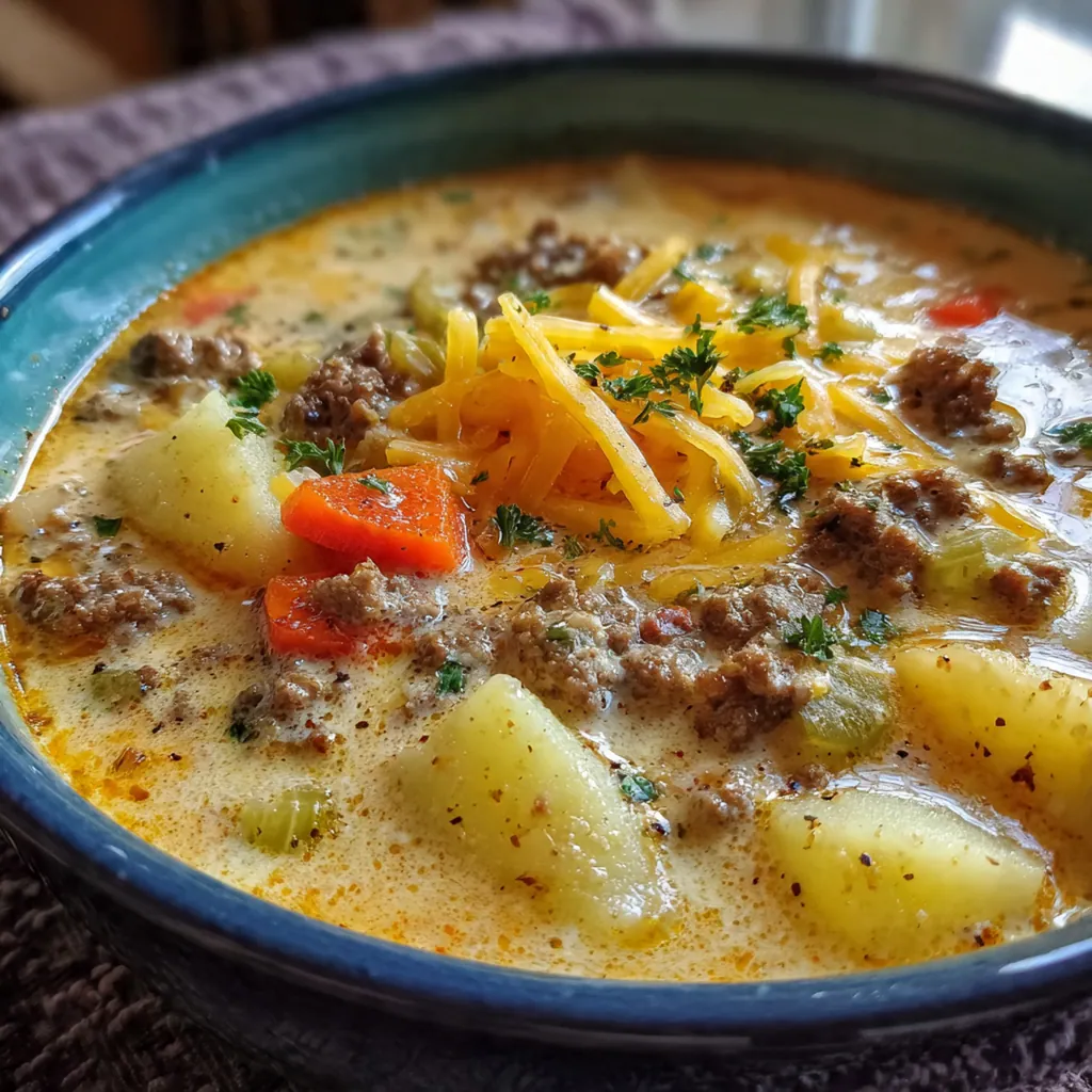 Extra Creamy Cheeseburger Soup